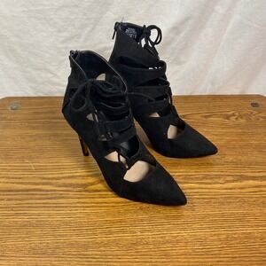 Mix No. 6 Lace Up Heels Pointed Toe Stiletto Ankle Booties Black Size‎ 8